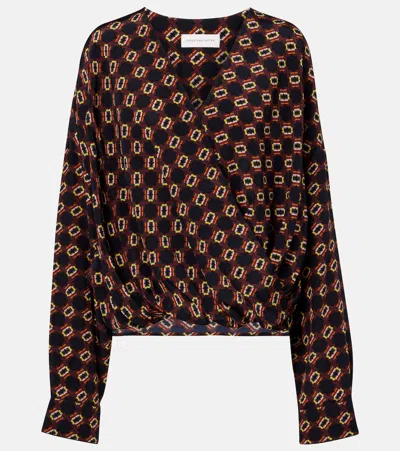 Dries Van Noten Draped Printed Silk Top In Multi