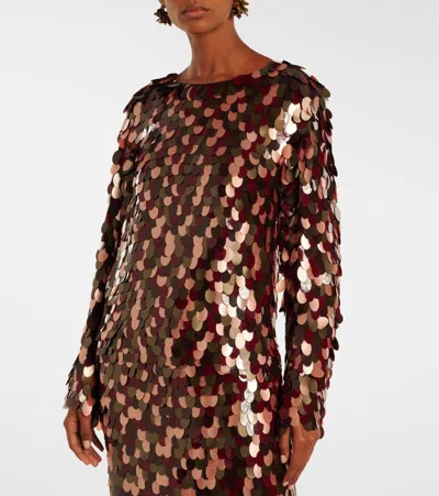 Dries Van Noten Burgundy Sequin Blouse In Multi