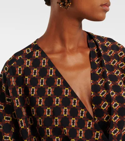 Dries Van Noten Draped Printed Silk Top In Multi