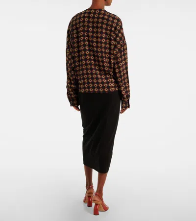 Dries Van Noten Draped Printed Silk Top In Multi