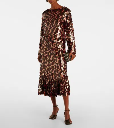 Dries Van Noten Burgundy Sequin Blouse In Multi