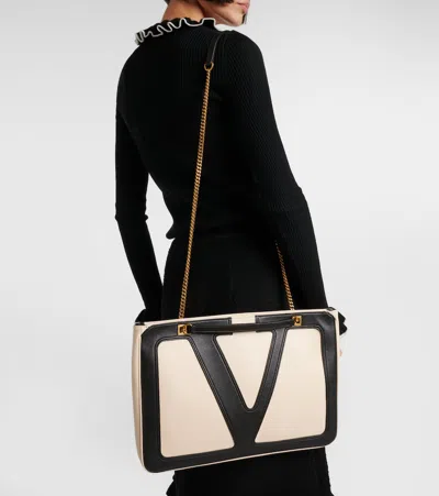 Valentino Viva Superstar Medium Leather Tote Bag In Black
