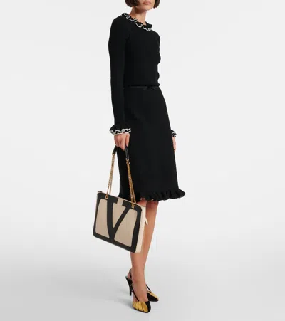 Valentino Viva Superstar Medium Leather Tote Bag In Black