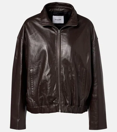 Yves Salomon Leather Jacket In Brown