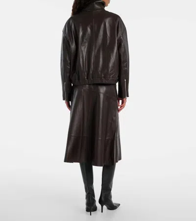 Yves Salomon Leather Jacket In Brown