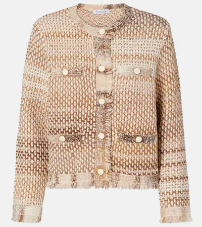 Veronica Beard Womens Desert Khaki Multi Sariyah Fringed-trims Cotton-blend Jacket In Neutral
