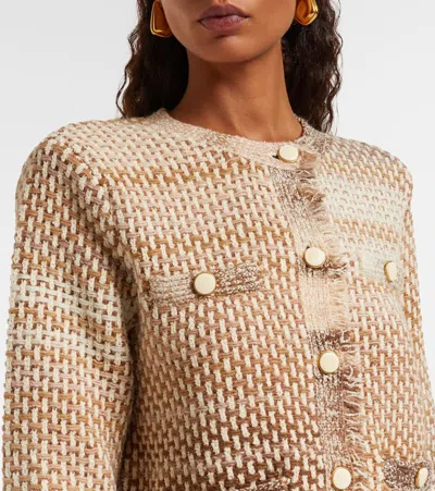 Veronica Beard Womens Desert Khaki Multi Sariyah Fringed-trims Cotton-blend Jacket In Neutral