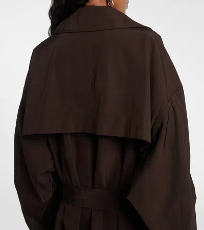 The Frankie Shop Womens Brown Mavis Oversized Woven Trench Coat Xs In Brown