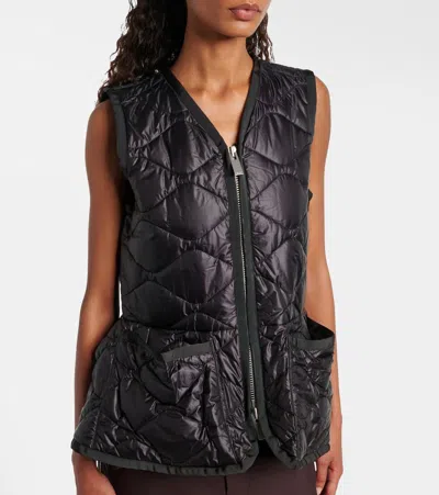 Sacai Convertible Plush-trimmed Padded Leather Jacket In Brown