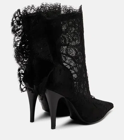 Alexander Mcqueen Lace Overlay Pointed Toe Stiletto Boots In Multi