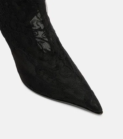 Alexander Mcqueen Lace Overlay Pointed Toe Stiletto Boots In Multi