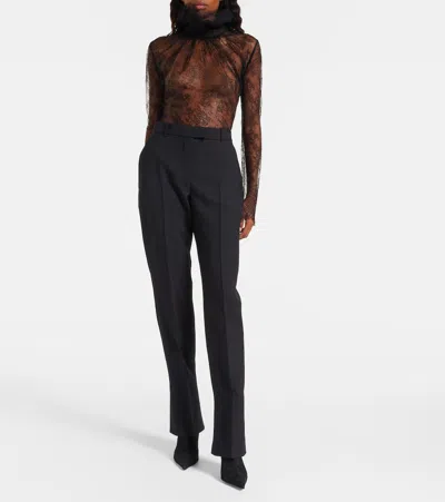 Alexander Mcqueen Lace Overlay Pointed Toe Stiletto Boots In Multi