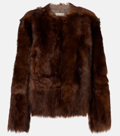 Zimmermann Shearling Jacket Straight Collarless Design In Brown