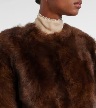 Zimmermann Shearling Jacket Straight Collarless Design In Brown