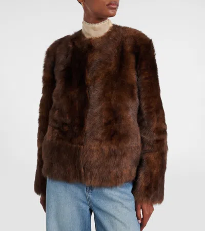 Zimmermann Shearling Jacket Straight Collarless Design In Brown