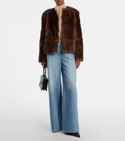 Zimmermann Shearling Jacket Straight Collarless Design In Brown
