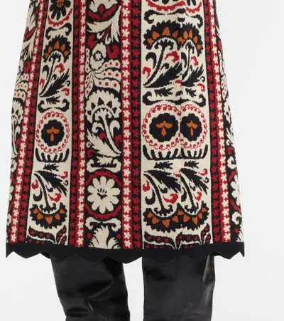 Farm Rio Embroidered Midi Skirt With Scalloped Hem In Multi