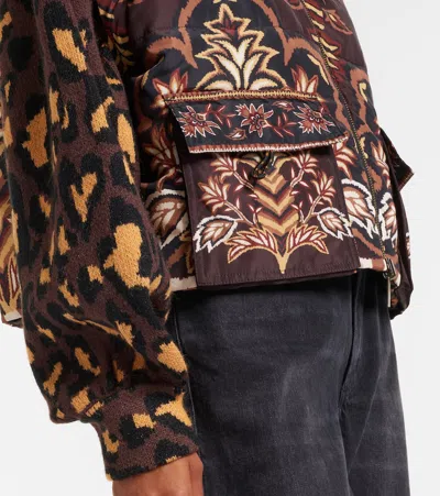 Farm Rio Womens Winter Ainika Brown Winter Ainika Floral-print Padded Jacket In Animal Print