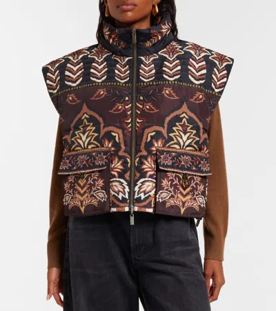 Farm Rio Womens Winter Ainika Brown Winter Ainika Floral-print Padded Jacket In Animal Print