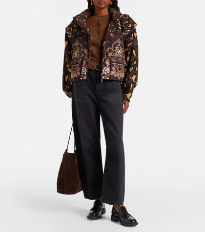 Farm Rio Womens Winter Ainika Brown Winter Ainika Floral-print Padded Jacket In Animal Print