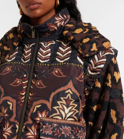Farm Rio Womens Winter Ainika Brown Winter Ainika Floral-print Padded Jacket In Animal Print