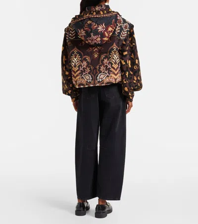 Farm Rio Womens Winter Ainika Brown Winter Ainika Floral-print Padded Jacket In Animal Print