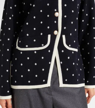 Rixo London Womens Peonies Ditsy Coral Mirja Polka-dot Stretch-wool Cardigan In Black