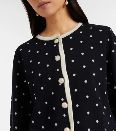 Rixo London Womens Peonies Ditsy Coral Mirja Polka-dot Stretch-wool Cardigan In Black