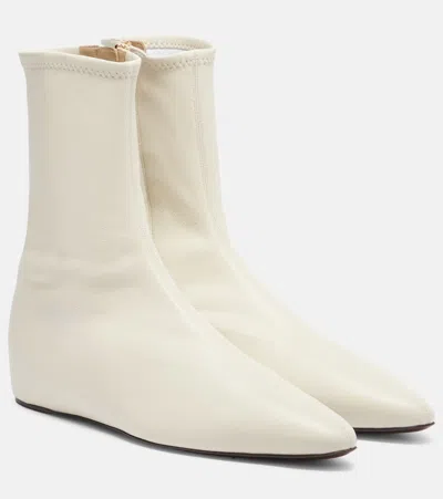Herbert Levine All In All Leather Ankle Boots In White