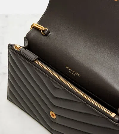 Saint Laurent Cassandre Envelope Chain Wallet In Grain De Poudre Leather Bags In Gray