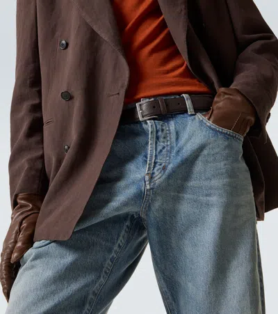 Saint Laurent Leather Belt In Brown