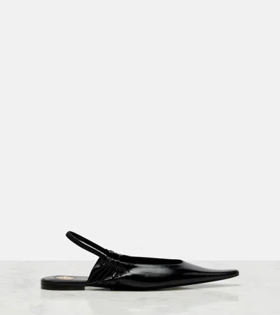 Saint Laurent Black Annemarie Backless Ballerinas In Black