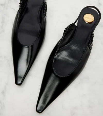 Saint Laurent Black Annemarie Backless Ballerinas In Black