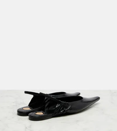 Saint Laurent Black Annemarie Backless Ballerinas In Black