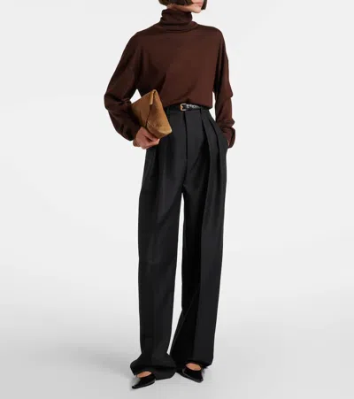 Saint Laurent Black Annemarie Backless Ballerinas In Black