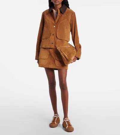 Inuikii Shearling-trimmed Suede Low-top Sneakers In Brown