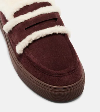Inuikii Shearling-trimmed Suede Mules In Brown
