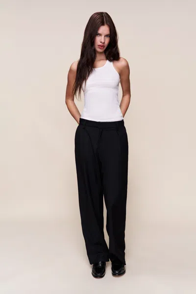 Danielle Guizio Ny Leo Mid Rise Straight Pant In Black