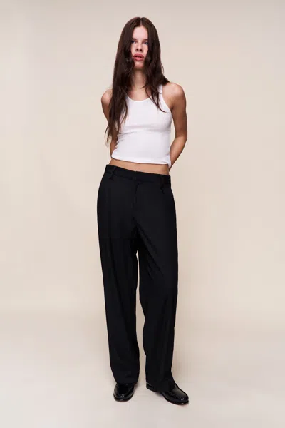 Danielle Guizio Ny Leo Mid Rise Straight Pant In Black