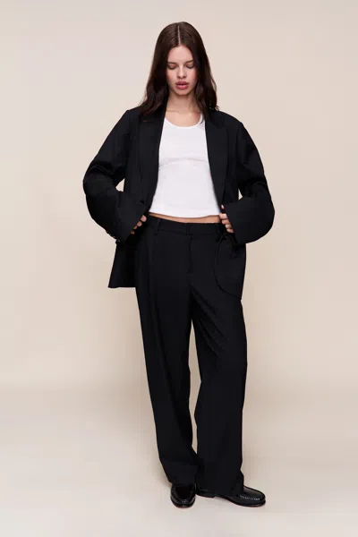 Danielle Guizio Ny Leo Mid Rise Straight Pant In Black