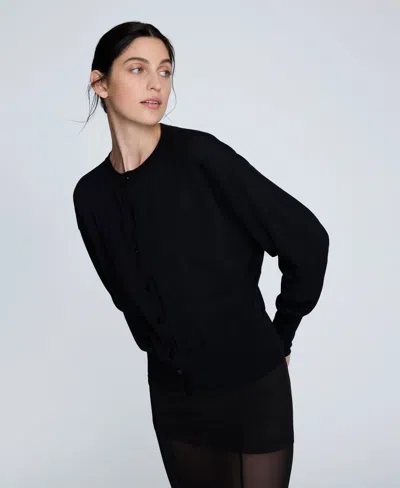 Kenneth Cole Long Sleeve Button Front Cardigan In Black