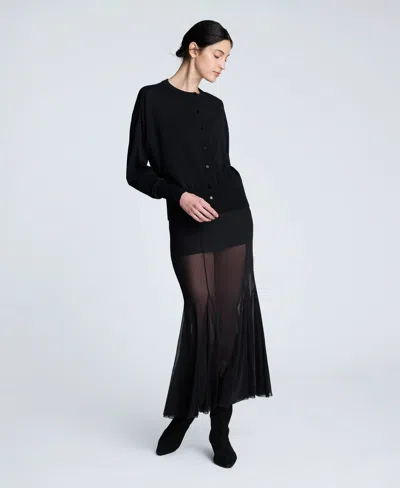 Kenneth Cole Long Sleeve Button Front Cardigan In Black
