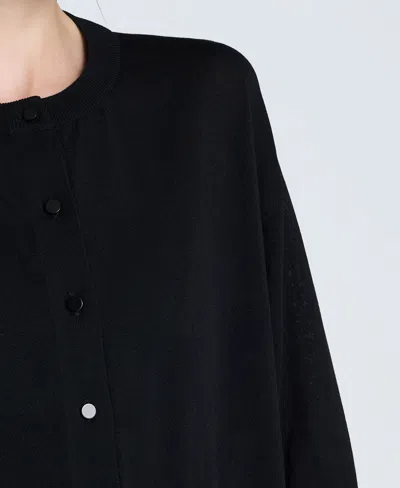 Kenneth Cole Long Sleeve Button Front Cardigan In Black