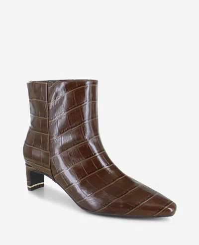 Kenneth Cole Miranda Croco Heel Bootie In Brown