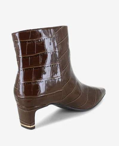 Kenneth Cole Miranda Croco Heel Bootie In Brown