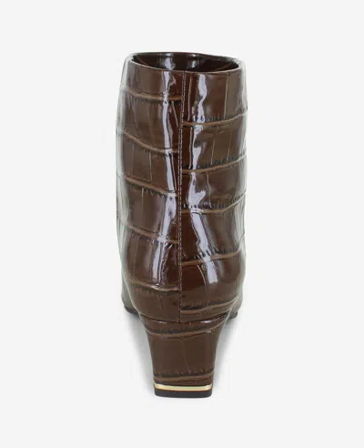 Kenneth Cole Miranda Croco Heel Bootie In Brown
