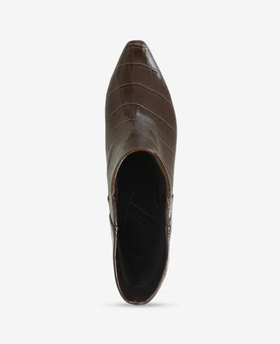 Kenneth Cole Miranda Croco Heel Bootie In Brown