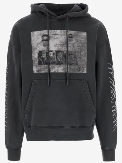 44 Label Group Print-detail Drawstring Hoodie In Black