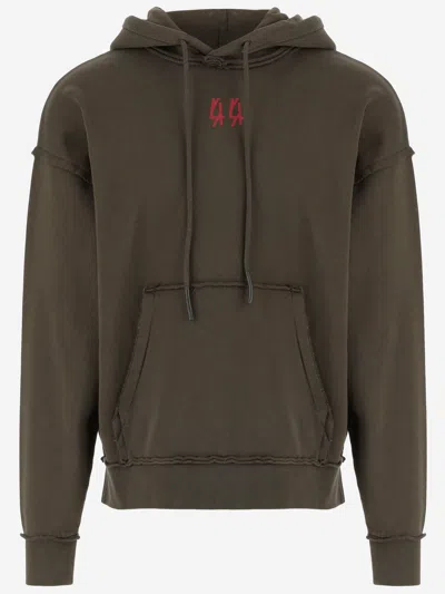 44 Label Group Logo-print Frayed-edge Hoodie In Green