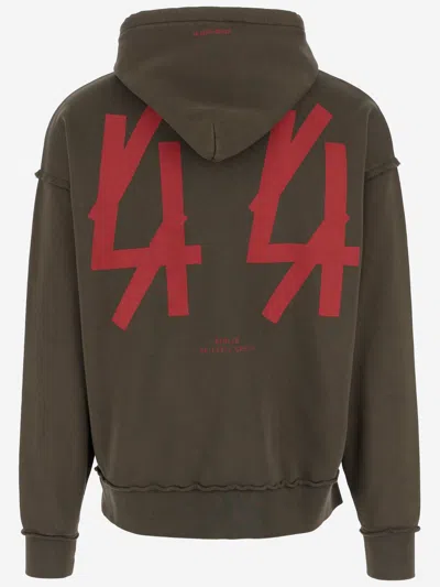 44 Label Group Logo-print Frayed-edge Hoodie In Green